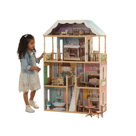 KidKraft Charlotte Dollhouse with EZ Kraft Assembly with 14 accessories (Best Dollhouse For Toddlers)