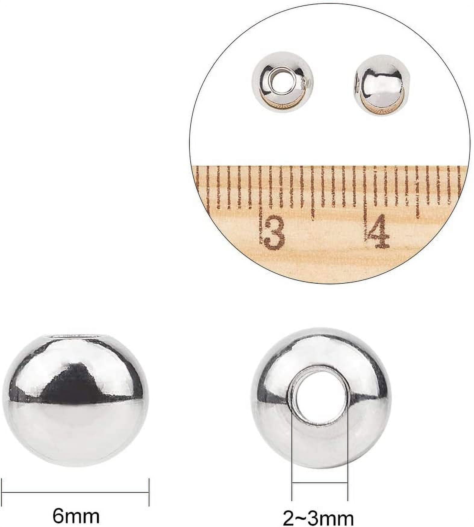 Shapenty 4mm 6mm 8mm Round Stainless Steel Spacer Beads Seamless Smooth  Loose Connector Beads Ball for DIY Bracelet Necklace Earring Pendant  Jewelry