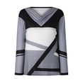 thumbnail image 4 of Mikilon Femmes Casual Positionnement Impression Plié V-Cou Manches Longues Tops Blouse, 4 of 8