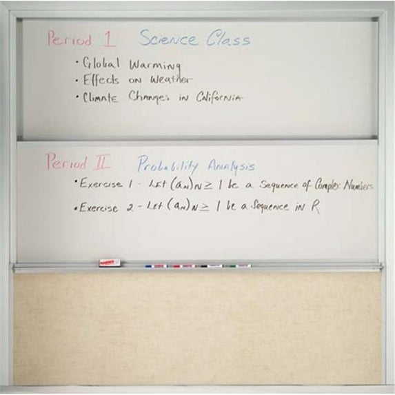 Aarco FFVSU96-2 Floor Mounted Markerboard with Full Vertical Movement