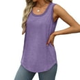 thumbnail image 6 of Jsaierl Long Tank Tops for Women Summer Sleeveless Ribbed Trim Scoop Neck Workout Tees Loose Curved Hem Holiday Beach Tshirt, 6 of 8