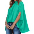 thumbnail image 3 of Womens Stand Neck Loose Sleeve Short Sleeve Summer Top Loose High And Low Hem Casual Large Shirt Top Womens Long Sleeve Tops Sun Shirt, 3 of 8