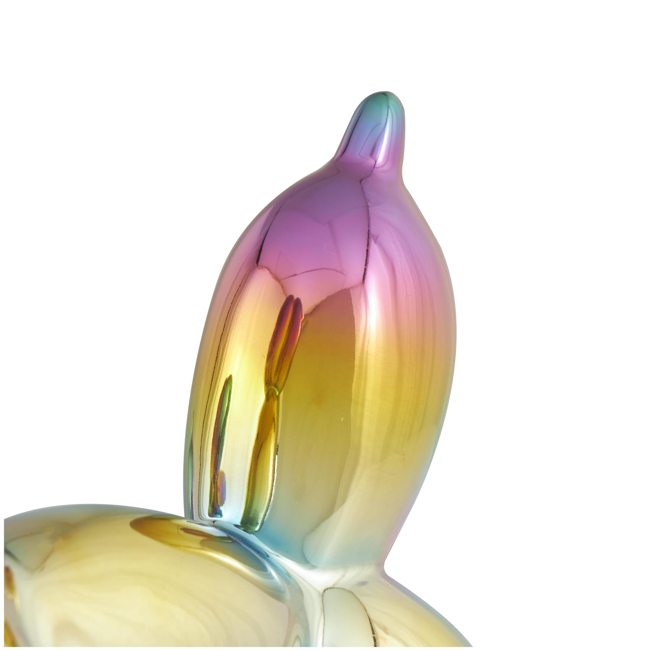 9", 7"H Multi Colored Ceramic Balloon Dog Sculpture with Rainbow Shimmer Finish, by DecMode (2 Count)