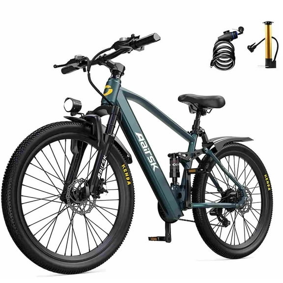 748W Peak Motor Aairsk GT900 Electric Bike for Adults,36V 13Ah Battery, 24" Tires, 21-Speed, Dual Suspension, 22MPH Ebike
