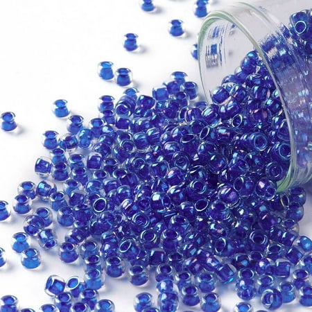 10g TOHO Round Seed Beads Japanese Seed Beads (189) Inside Color Luster Crystal/Caribean Blue 8/0 3mm Hole 1mm 222pcs/10g