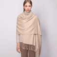 thumbnail image 5 of RIIQIICHY Beige Pashmina Winter Scarf for Women Shawl Wrap for Dresses Wedding Shawl for Bridesmaids, 5 of 7