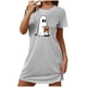thumbnail image 1 of Camisón corto de talla grande para mujer, camisón de manga corta con estampado de pecho a la moda, camisón para mujer, 1 of 2