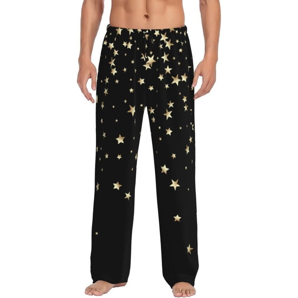 Balery Star Silver Glitter Pantalones de pijama para hombre, pijama ultraligero, pantalón de descanso-Large