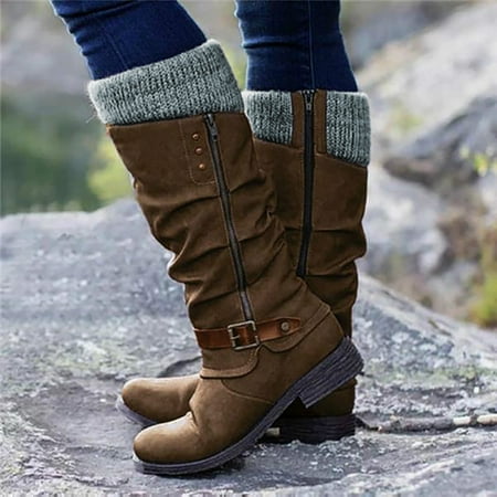 

Foraging dimple Womens Shoes Winter and Autumn Belt Buckle Cashmere Warm Home Snow Boots Brown