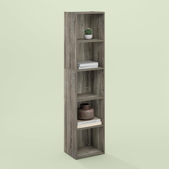 Hagen 5-Tier Open Shelf Bookcase, Bookshelf, for Living Room and Home Office, Olive Oak