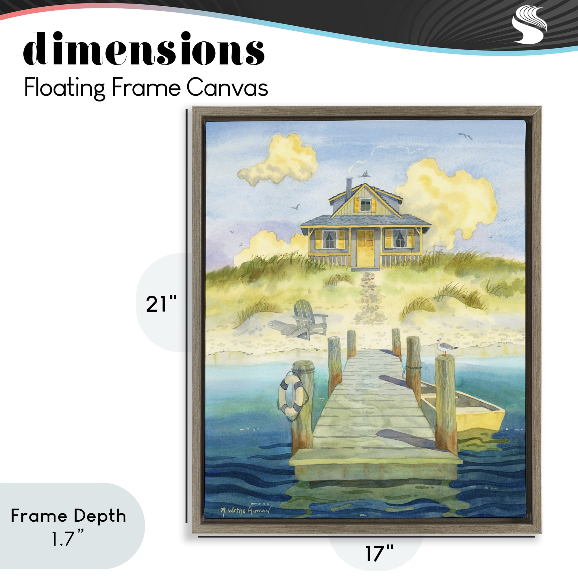 Stupell Industries Welcome Seaside Retreat Cottage Brown Framed Floater Canvas Wall Art, design by Robin Altman
