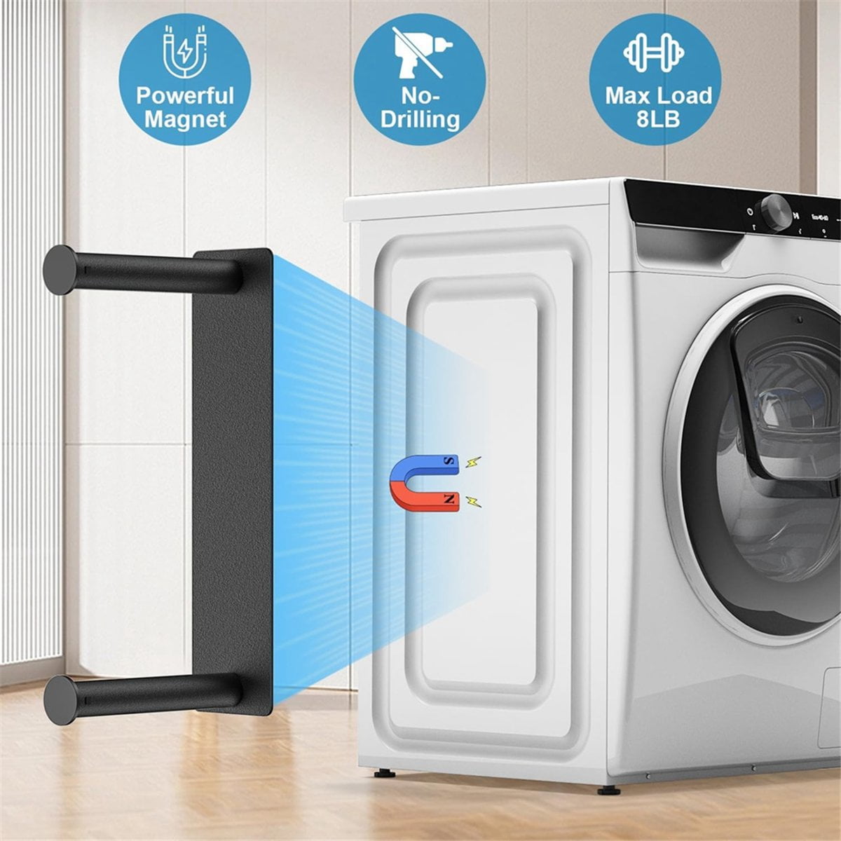 Hanger Organizer Stacker, Magnetic Hanger Holder, Extendable Hanger Storage Rack for Washing Machine Closet Laundry Room
