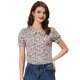 thumbnail image 1 of Blusa de manga abullonada floral con cuello en punta de camisa abotonada para mujer Allegra K Púrpura XL, 1 of 6