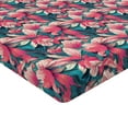 thumbnail image 4 of Ambesonne Floral Fitted Sheet, Retro Wave Pattern Flowers, Twin Size, Fern Green and Pale Pink, 4 of 5