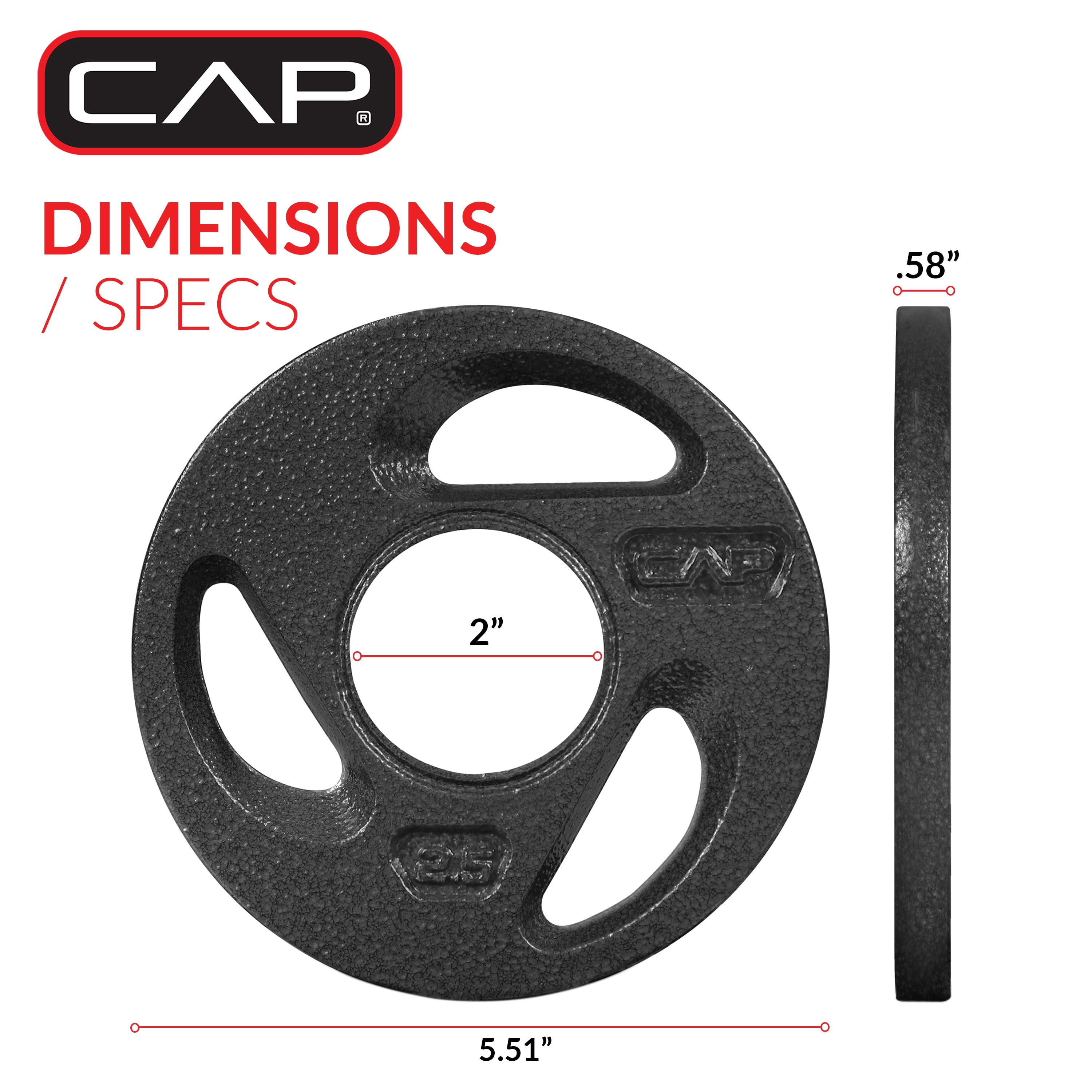 (2 pack) CAP Barbell 2" Olympic Grip Plate, 2.5lb Pair (2x2.5lb)