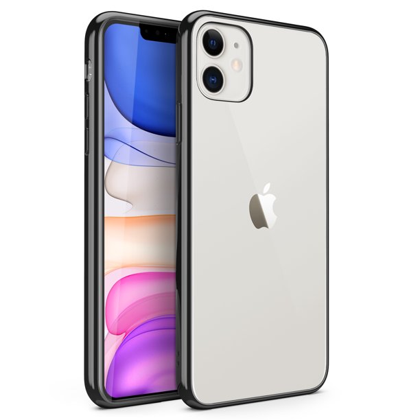 Zizo Refine Series For Iphone 11 Case Ultra Slim Thin Case Crystal Clear Transparent Back With Metallic Black Border Black Clear Walmart Com