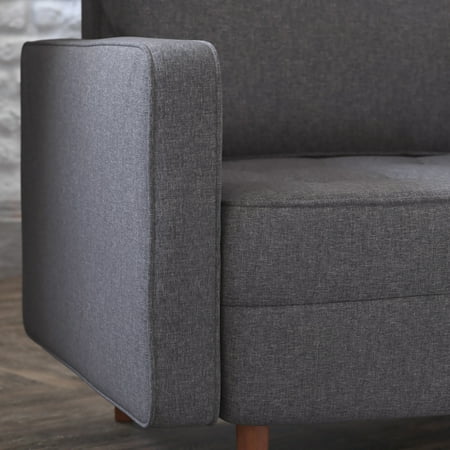 Alamont Home - Compact Upholstered Tufted Chair with Wooden Legs - Dark Gray