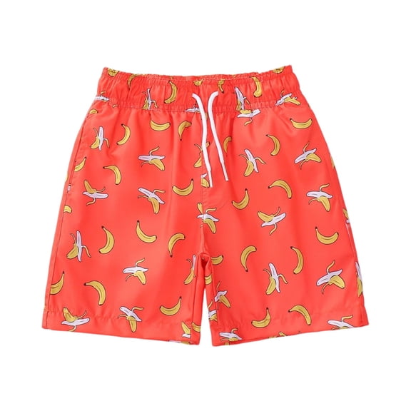 XADYUY Boys Bathing Suits 6-7 Quick Dry Baby Boy Swim Trunks Cute Banana Print Beach Shorts Kids Summer Casual Athletic Swimwear for Boys,4-5 Years Red