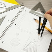 BAZIC 5-Piece Math Geometry Ruler Combination Sets w/ Compass, 1-Pack