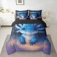 thumbnail image 2 of Feelyou 3D Blue Axolotl Bedding Comforter Set 7 Pieces, Mystic Glitter Stars Galaxy Full Bedding Set, Kawaii Dreamy Animal Reversible Fitted Sheet Flat Sheet, Luxury Bedroom Decor, 2 of 7