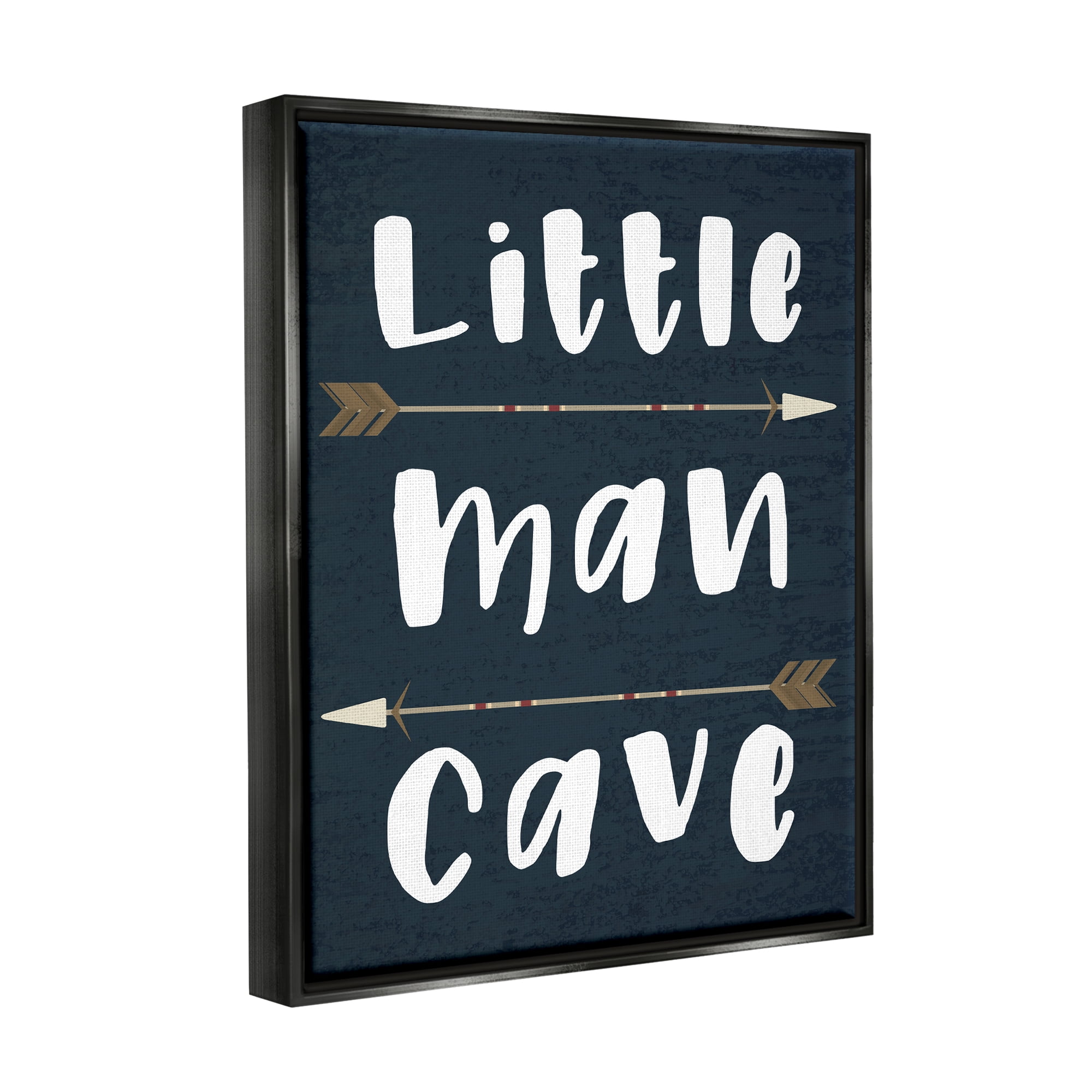 Stupell Industries Little Man Cave Arrows Jet Black Framed Floating Canvas Wall Art, 24x30, by Daphne Polselli