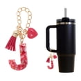 thumbnail image 3 of Unique Bargains 1 Pc Heart Tassel Letter J Water Cup Pendant for Office Red Alloy Plastic, 3 of 5