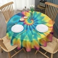 thumbnail image 3 of Colorful Rainbow Tie Dye Spiral Pattern Round Tablecloth 60"x60",Wrinkle Wipeable Table Cloth for Kitchen Dining Room Picnic Patio Party, 3 of 6