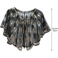 thumbnail image 3 of Retro 1920s Beaded Sequin Shawl Vintage Evening Cape Sheer Mesh Embroidery Leaf Wraps Women Party Accessories Black gold, 3 of 7