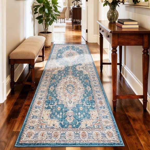 Hallway Washable Runner Rug 2'x6' Vintage Soft Farmhouse Entryway Kitchen Boho Floor Carpet Runners for Bedroom Laundry Room
