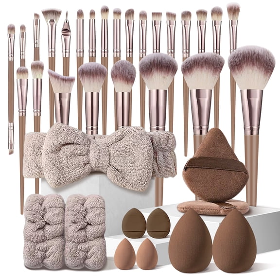 HGHDBT Brown 36Pcs Makeup Brush Set Professional Makeup Kit Powder Concealers Eye shadows Blush Foundation Make up Brushes
