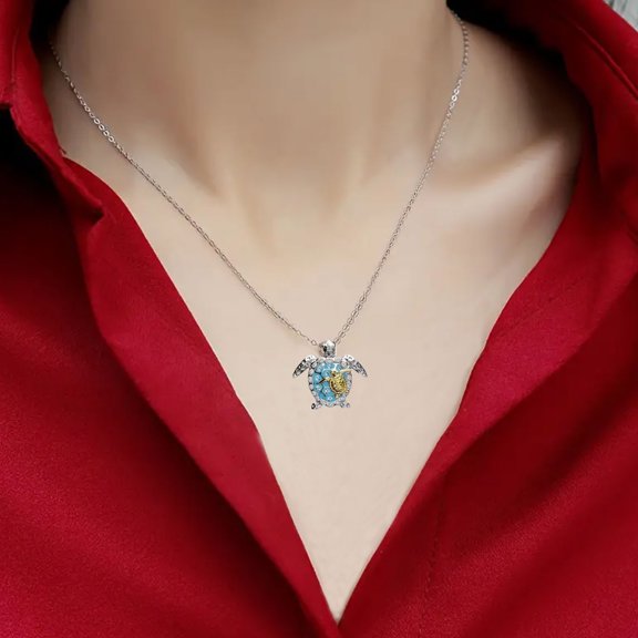 925 Sterling Silver Ocean Turtle Fashion Necklace, Jewelry Gifts for Women, Mom and Best Friend, Anniversary, Birthday, Valentines and Holiday Gift