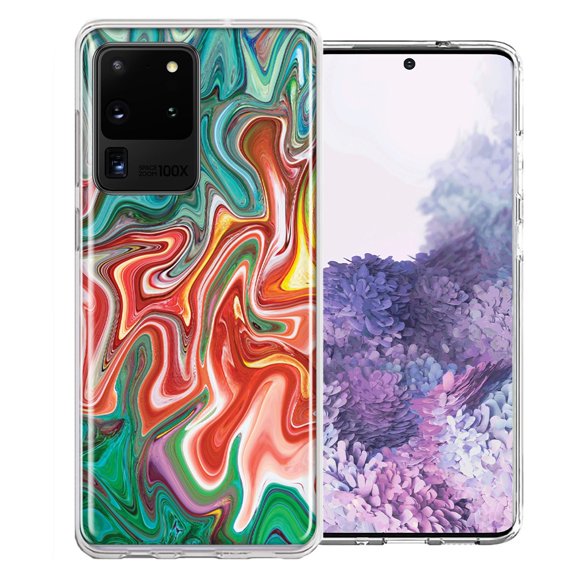 MUNDAZE For Samsung Galaxy S20 Ultra Green Pink Abstract Design Double Layer Phone Case Cover