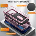 thumbnail image 4 of SaniMore for iPhone 14 Pro 6.1" 2022 Hybird Case, Rugged PC Back Shockproof TPU Shell Metal Hidden Kicksatnd Drop Resistant Anti-slip Heavy Duty Protective Case for iPhone 14 Pro 6.1", FPurple+Pink, 4 of 8