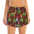 thumbnail image 4 of Lsque Frogs and Mushrooms Printed Women's Running Shorts with Liner Pockets,Elastic Quick Dry Workout Athletic Gym Yoga Shorts,Womens High Waist Shorts-Small, 4 of 9
