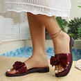thumbnail image 5 of PiGOGI Women's Oversized Bow Slide Sandals Flat Non-Slip Comfortable Patent Leather Summer Slippers Wine 5.5, 5 of 9