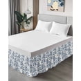 thumbnail image 4 of Blue Fruit Wrap Around Bed Skirts for Queen Bed 16" Drop,Bed Skirt with Adjustable Elastic Belt Dust Ruffle Bed Valance for Bedroom Hotel Vintage Plant Nature Botanical Flower Floral Bed Frame Cover, 4 of 7