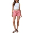 thumbnail image 2 of Gingham Shorts for Women Buttons Comfy Breathable Beach Summer Casual Shorts XL Red, 2 of 6