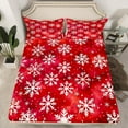 thumbnail image 2 of Manfei Kawaii Snowflake Queen Sheet Sets,Merry Christmas Flat Sheet,Red White Queen Fitted Sheet For Kids,Breathable Home Decor,4 Pieces, 2 of 7