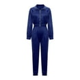 thumbnail image 5 of Women’s Tracksuit Set–2 Piece Slim Fitting Velour Velvet Casual Zip up Hoodie Cropped Jacket Sweatsuit and Sweatpants Set Two Piece Sports Suit Set S-189 Blue M, 5 of 6