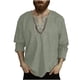thumbnail image 2 of Blusas y camisas de manga larga con cuello en V para hombre, blusas casuales de moda con cordón y cuello en V de manga larga, blusas para hombre, 2 of 5
