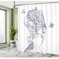 thumbnail image 4 of Ambesonne Tattoo Shower Curtain, Woman Floral Botanical Art, 69"Wx84"L, Dark Purple and White, 4 of 4