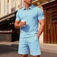 thumbnail image 5 of Xcmzpl Men Sets Outfits 2 Piece Shirts and Shorts Quarter Zip Collared Golf Shirts Summer Beach Track Suits with Pocket, 5 of 7