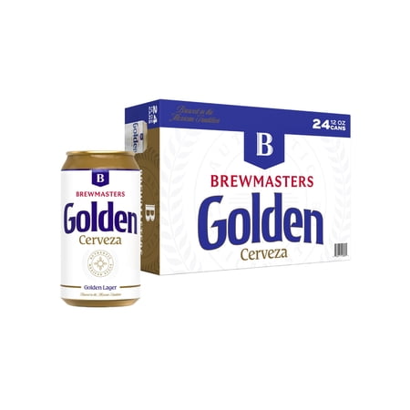 Brewmasters Golden Lager Cerveza Beer, 24 Pack, 12 fl oz Aluminum Cans, 4.4% ABV