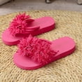 thumbnail image 2 of BRICH Flip Flops for Women Flower Dressy Wedges Platform Flat Sandals Open Toe Summer Beach Slides Comfortable Outdoor Boho Shoes Hot Pink 8, 2 of 8
