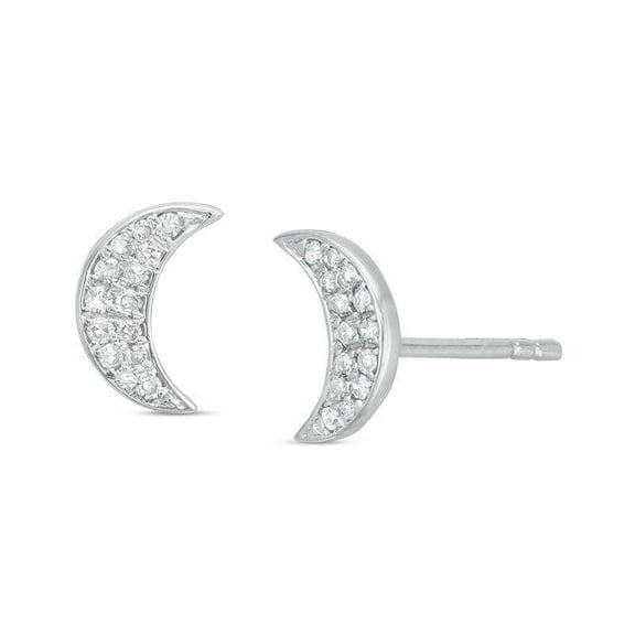 Diamond Moon Earrings in Silver