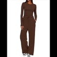 thumbnail image 1 of Traje de Otoño e Invierno para Mujer, de Larga, Color Liso, Informal, para Tiempo Libre Café XXL, 1 of 8