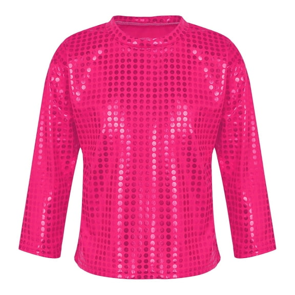Little Kid Toddler Girls Boys Casual Sequin Glitter Party Carnival Gown Long Sleeves Top Girls Size Medium Tops Sequin Short Tops for 4t Fall Big Girl T Shirt Lace Girl Top Shirt 3-4 Years Pink