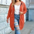 thumbnail image 2 of Women's Plus Size Casual Solid Color Hooded Jacket, Long-Sleeve, Orange, Size XXXXL, 2 of 3