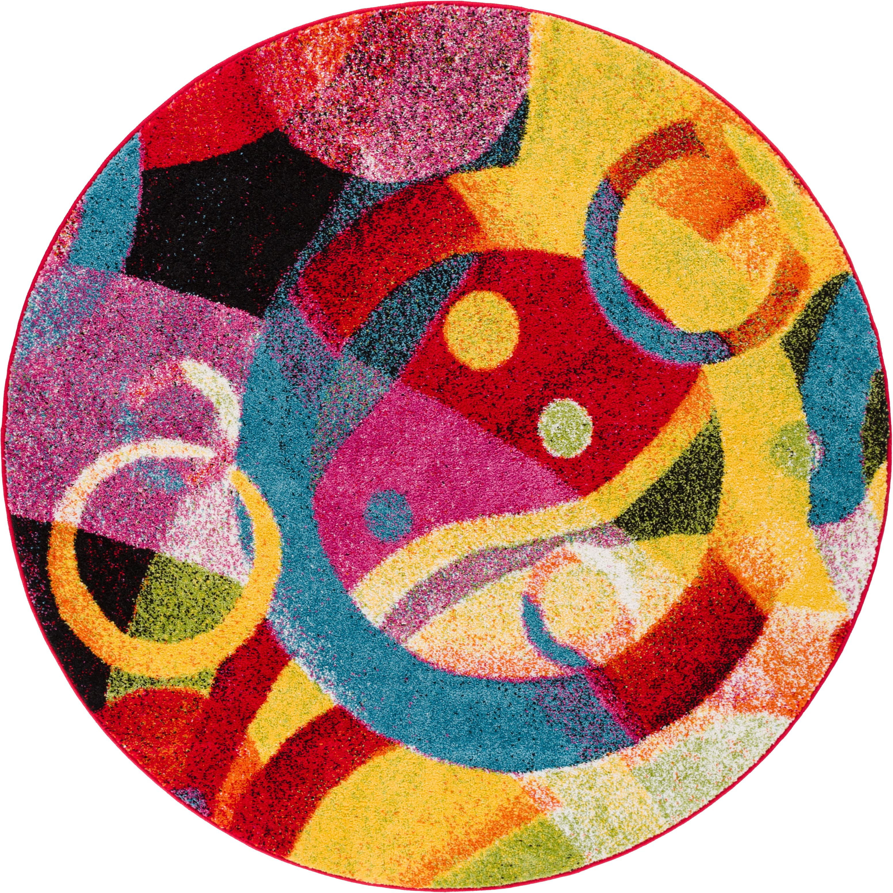 Well Woven Viva Brilliant Modern Geometric Abstract Multi 5'3" Round