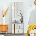 thumbnail image 2 of 65.0''x23.2''Square Shaped Full Length Mirror, Full Body Floor Mirror Standing Hanging or Leaning Wall, Arch Wall Mirror with Stand Metal Support for Bedroom Cloakroom, Transparent, 2 of 7